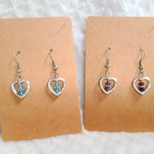 2 pairs handmade heart earrings